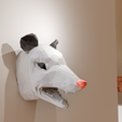 16.png opossum scream head wall mount low poly stl