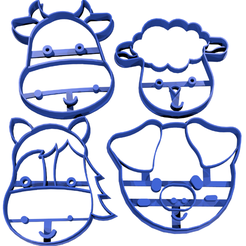 animales de granja.png Free STL file Animal farm cookie cutter 7cm・3D printing template to download, CutterLabs