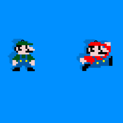 Mario and Luigi pixel keychain 3D model