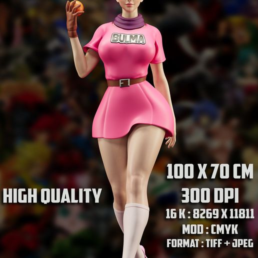 3D file Bulma - Dragon Ball Z - 16K Printable Poster 🐉 ・3D printable ...