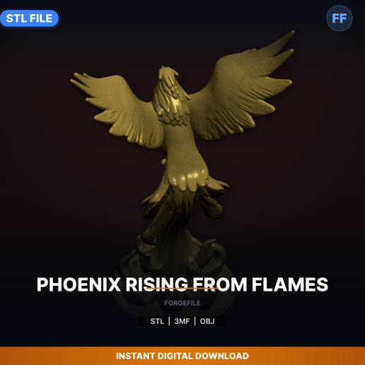 Phoenix Rising From Flames - 3D Printable STL File