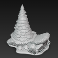 A1118.png1.png Stylized Pine Tree and Mushroom Clump | Coniferous Forest Scatter