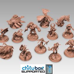 all_models01.jpg STL file Sci-fi Fantasy 3D printable Minis-13 characters and bases.・Design to download and 3D print