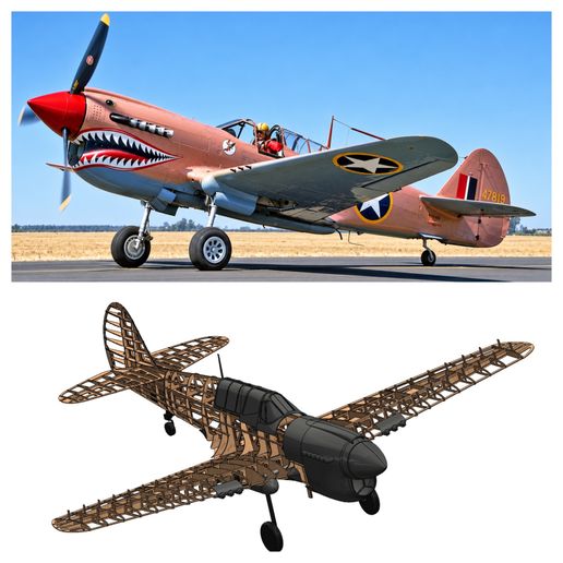 Curtiss P-40N Warhawk 2264mm (90") - DXF Laser Cutting Files and PDF Plans