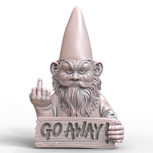 Gnome-Middle-finger-Half.png 3D Modell STL Datei für CNC Router Laser & 3D Drucker Zwerg Mittelfinger Halb