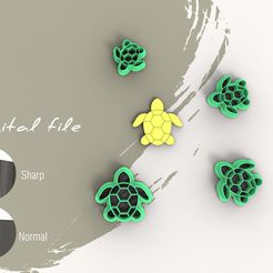 1.jpg Fichier STL Turtle 2 Summer | Polymer Clay Cutters | Digital STL File | 6 Sizes | 2 Versions de Cutter・Objet imprimable en 3D à télécharger