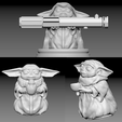 3bébé_Yoda.png Baby Yoda (Grogu) 3x (with bowl, with porg, jedi)