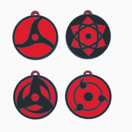 Sharingans Naruto keychains 3D model