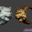 Tiger_Ring_Lowpoly_3dprint_12.jpg Tiger Ring Low Poly - Jewelry - Rings - Costume Cosplay 3D print model