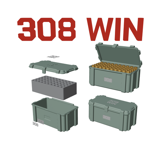 COL_08_308win_50a.png AMMO BOX 308 WIN AMMUNITION STORAGE 308win CRATE ORGANIZER