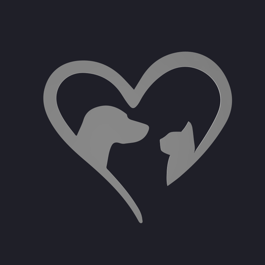 cat dog love silhouette 3D MODEL