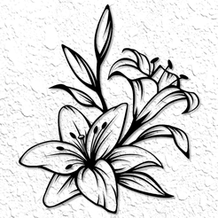 project_20230318_1134272-01.png STL file Realistic Lilies wall art stargazer lilies wall decor 2d art・3D print model to download