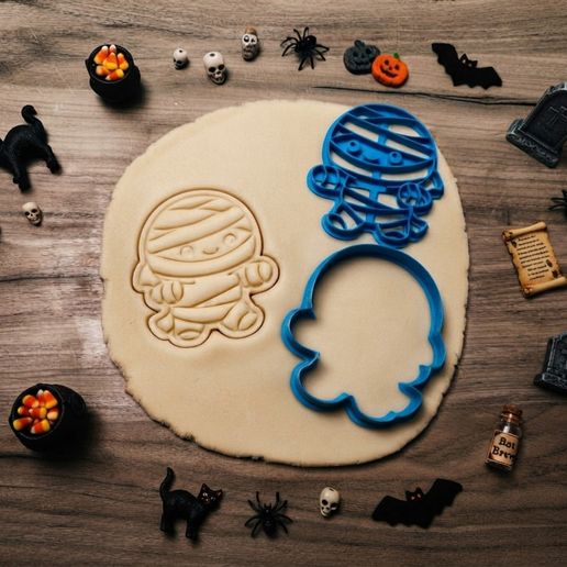 Halloween Mummy Cookie Cutter & Embosser Stamp – Mummy Cookie Mold 60mm