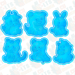 Cute-animals-cookie-cutter-set-of-6.png 3D-Datei Niedliche Tiere Ausstechformen 6er Set *・Design für 3D-Drucker zum herunterladen