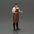3DG3-0001.jpg waiter in cap standing and holding a tray