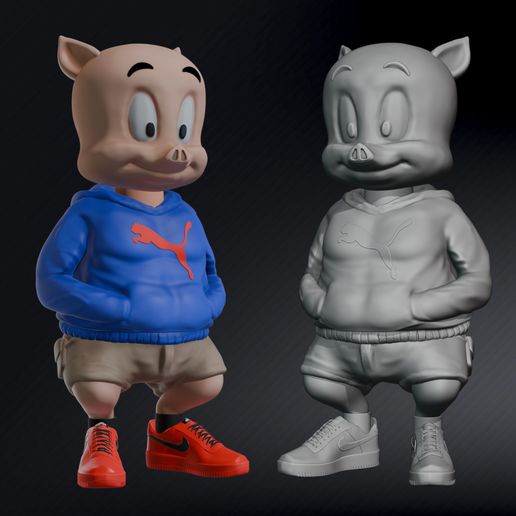 Porky_Urban_1_Cover_7_Compa_.jpg Porky Pig Urban Vibes / Urban Puma Style From Looney Tunes 🐷, ( Multi-Parts  && 3MF Shoes )