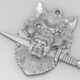 2.jpg Wolf knife sword pendant medallion jewelry 3D print model