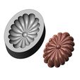 Mold-Oval-ribbed-rosette-08.jpg Oval ribbed rosette relief and mold 3D print model