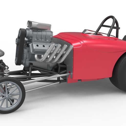 Front engine old school dragster with shell Version 9 (1:25 Scale)