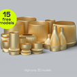 All_Renders_3.png Niedwica Planters Set | 3D printing pots | 3D model | STL files | Home decor | 3D planter | Modern vases | No supports  | 3D printing | vase mode | STL Vase Collection