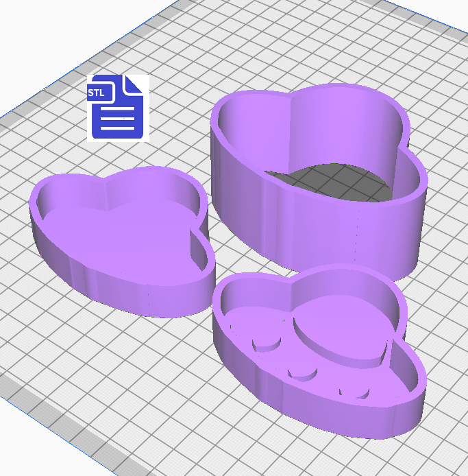 mS i OY x Fichier 3D Moule à bombes de bain 3pc Hearts UFO・Modèle à imprimer en 3D à télécharger, CraftsAndGlitterShop