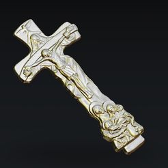 16.jpg Archivo STL gratis Cristo en la cruz jesus art・Diseño imprimible en 3D para descargar
