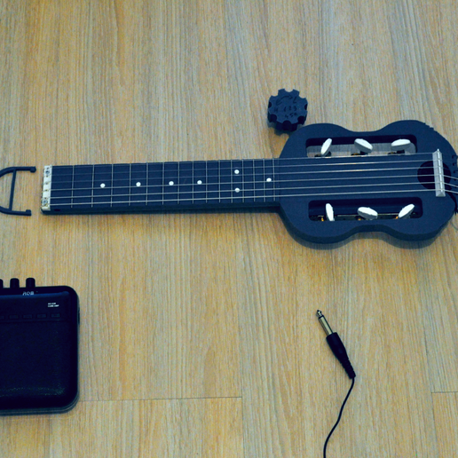 Mini electric guitar for travel.