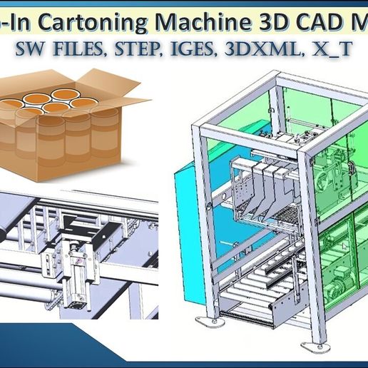 🛠️ Drop-In Cartoning Machine 3D CAD Model - Automatic Product Carton ...