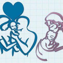 family-love-2.png STL file Happy family, mom, dad, baby art drawing outline, family love portrait, young parents, mother and child, motherhood, harmony・Model to download and 3D print, Allexxe