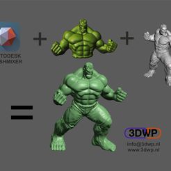 Hulk2.JPG Download free STL file Hulk Sculpture (MeshMixer Combo) • 3D printing design, 3DWP