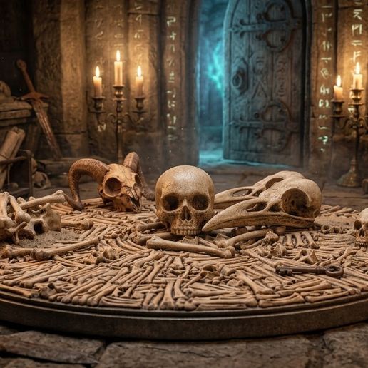 50mm round bone base tabletop rpg - highly detailed