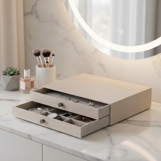 Minimalist jewelry box with two drawers organizer for jewelry storage jewelry box