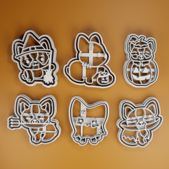 all_001.png STL-Datei 6 HALLOWEEN-HUNDE - KEKSAUSSTECHER・Vorlage für 3D-Druck zum herunterladen