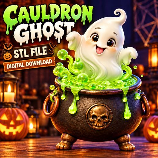 Cauldron Ghost – Cute Halloween Ghost STL | Witch Cauldron 3D Printable Figurine