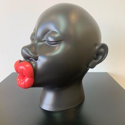 7D37A7C7-4F46-4D43-9F66-51FC2A1AC32E.jpeg STL file Afro Red Lipped Lady Head・3D printing model to download
