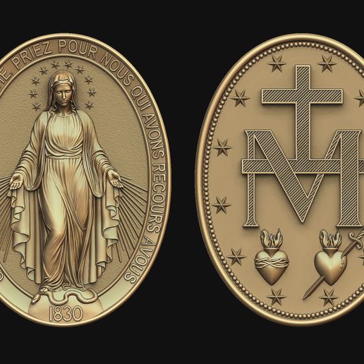 Virgen Milagrosa Miraculous Medal 3D print model 3D model