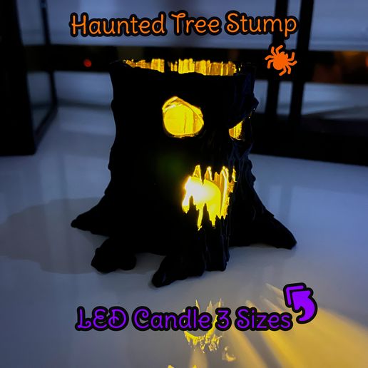Haunted Tree Stump – Halloween LED Candle 3 Sizes