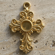 01-5.png Baroque Cross Pendant with Cabochon Setting 3D print model