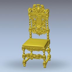 14.jpg Free STL file renaissance vintage old chair art・3D print object to download