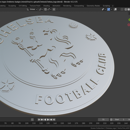 🏈 Chelsea Football Club Logo Emblem - 3D print・ STL File for 3D ...