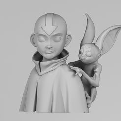 AANG 00.jpg Fichier STL AANG The Last Air Bender avec Momo- Buste Avatar・Modèle à télécharger et à imprimer en 3D