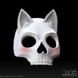 KITTY-GHOST-MASK-07.jpg Kitty Ghost - Skull Cat Mask Cosplay - STL model 3D print file