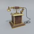 IMG_001-6.jpg Old phone, Vintage telephone with wooden body and a gold tube.
