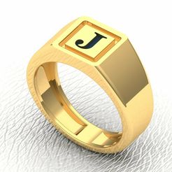 j3.jpg J Letter Meena Gold Mens Signet Ring