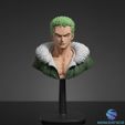 0.jpg Roronoa Zoro Büste One Piece Anime STL 3D Druck Figur Statue Assemblable Modell