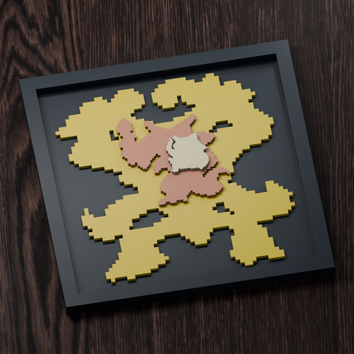 Alakazam Line - Pokemon Silhouette Frame | Gen 1 sprite style | STL
