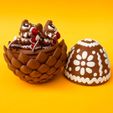 Gingerbread-Dragon-And-Egg-STL-3D-Print-Files.jpg Articulated Gingerbread Dragon And Egg Storage Box, No Support For Printing, Flexi Winged Dragon