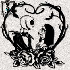 project_20230917_2036047-01.png STL-Datei Nightmare Before Christmas Wandbild Jack Skellington und Sally Heart・Design für 3D-Drucker zum herunterladen