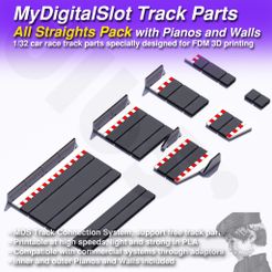 MDS_TRACK_AllStraightsPack_Render1b.jpg MyDigitalSlot All Straights Pack, 3D printed DIY track parts for your 1/32 Slot Car Racing Game