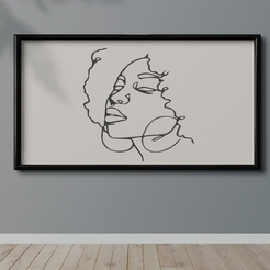 Afro Lady.png Archivo STL Afro Lady Wall-Line Art 2D Decor・Idea de impresión 3D para descargar
